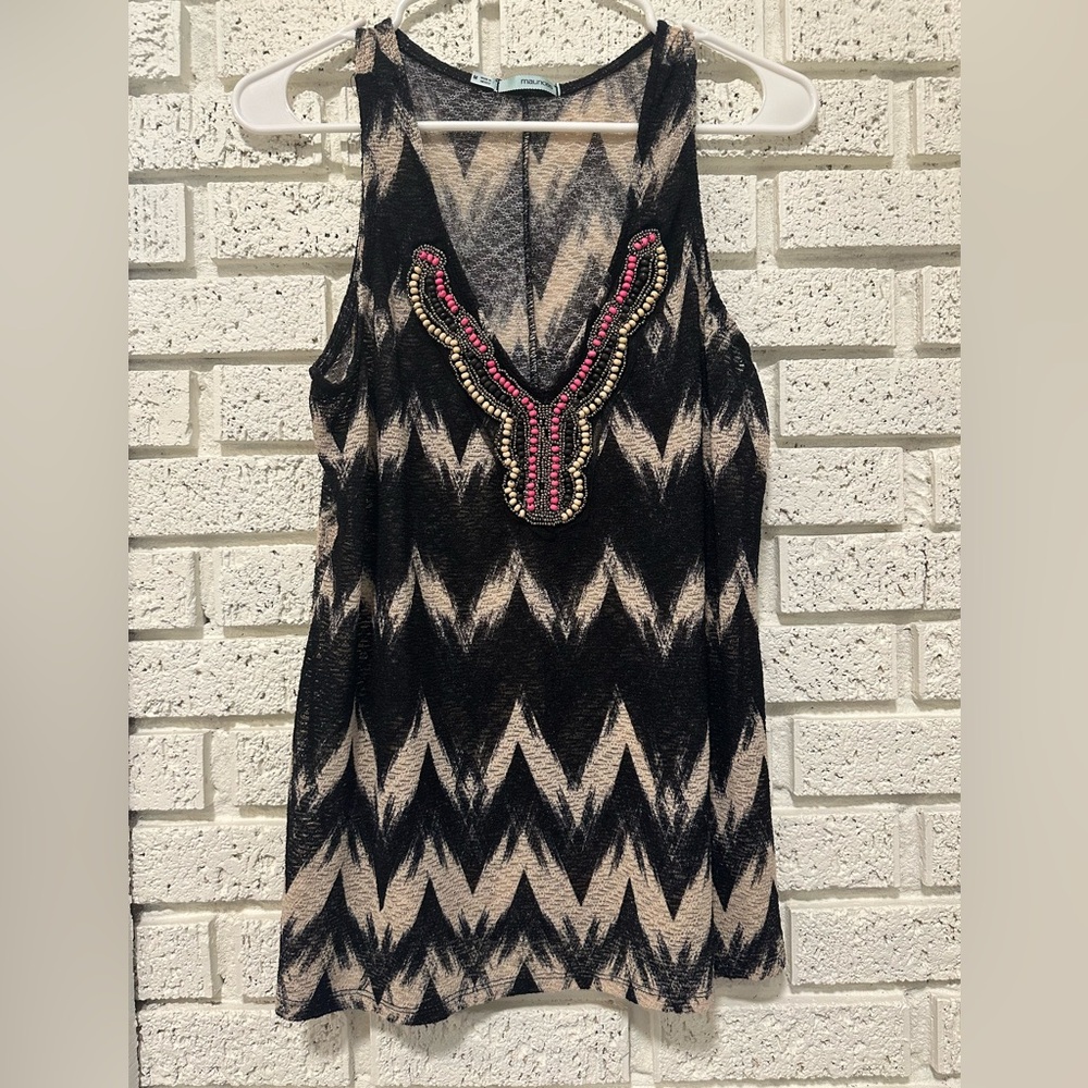 Maurices Black and Cream Knit Top